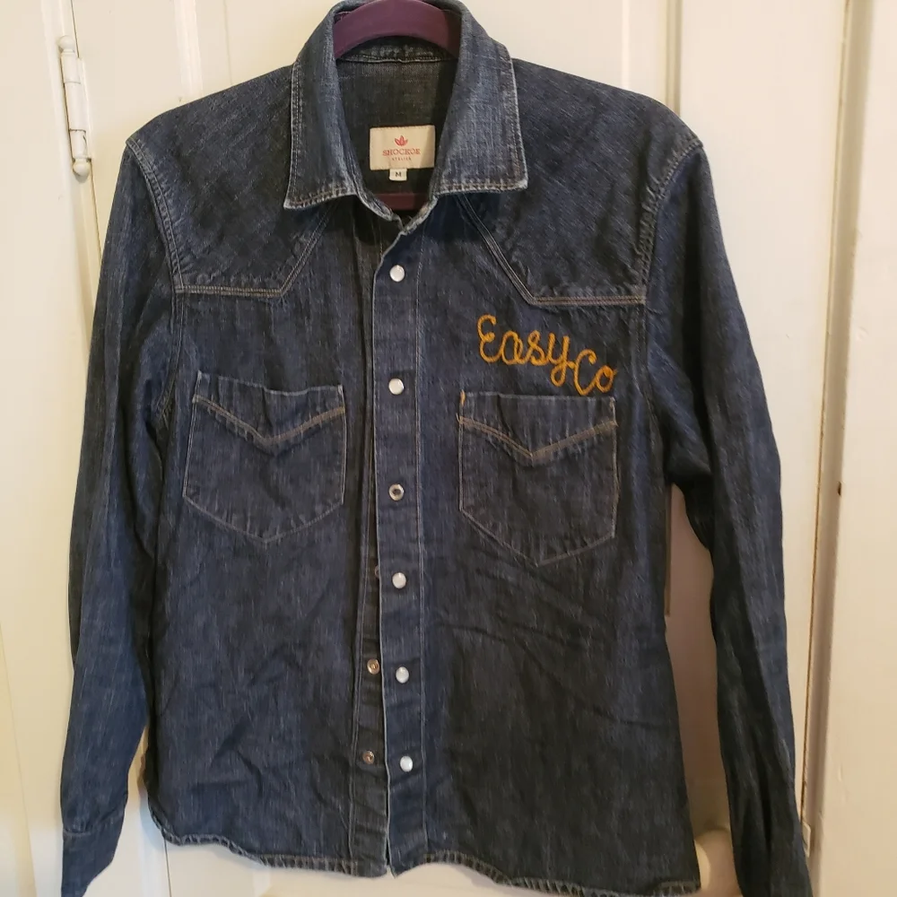Shockoe Atelier M Japanese Denim Selvedge Western Pearl Snap Shirt Easy Co. - Picture 1 of 13